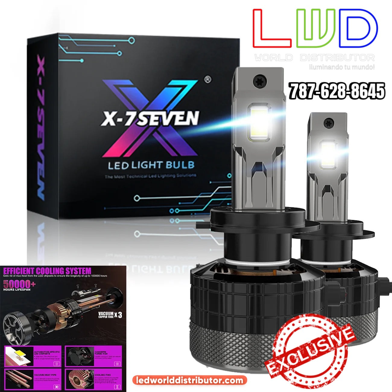 X-7SEVEN x-Black Samurai series, 250w,55000lm,6500k,h4,h7,h1,h11,9005,with Canbus