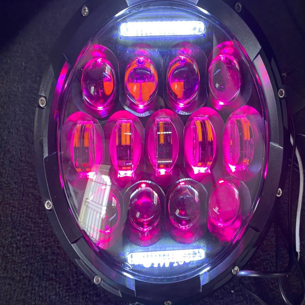 2 x  7" 13 LED with DRL and RGB Headlight Bulbs Sealed