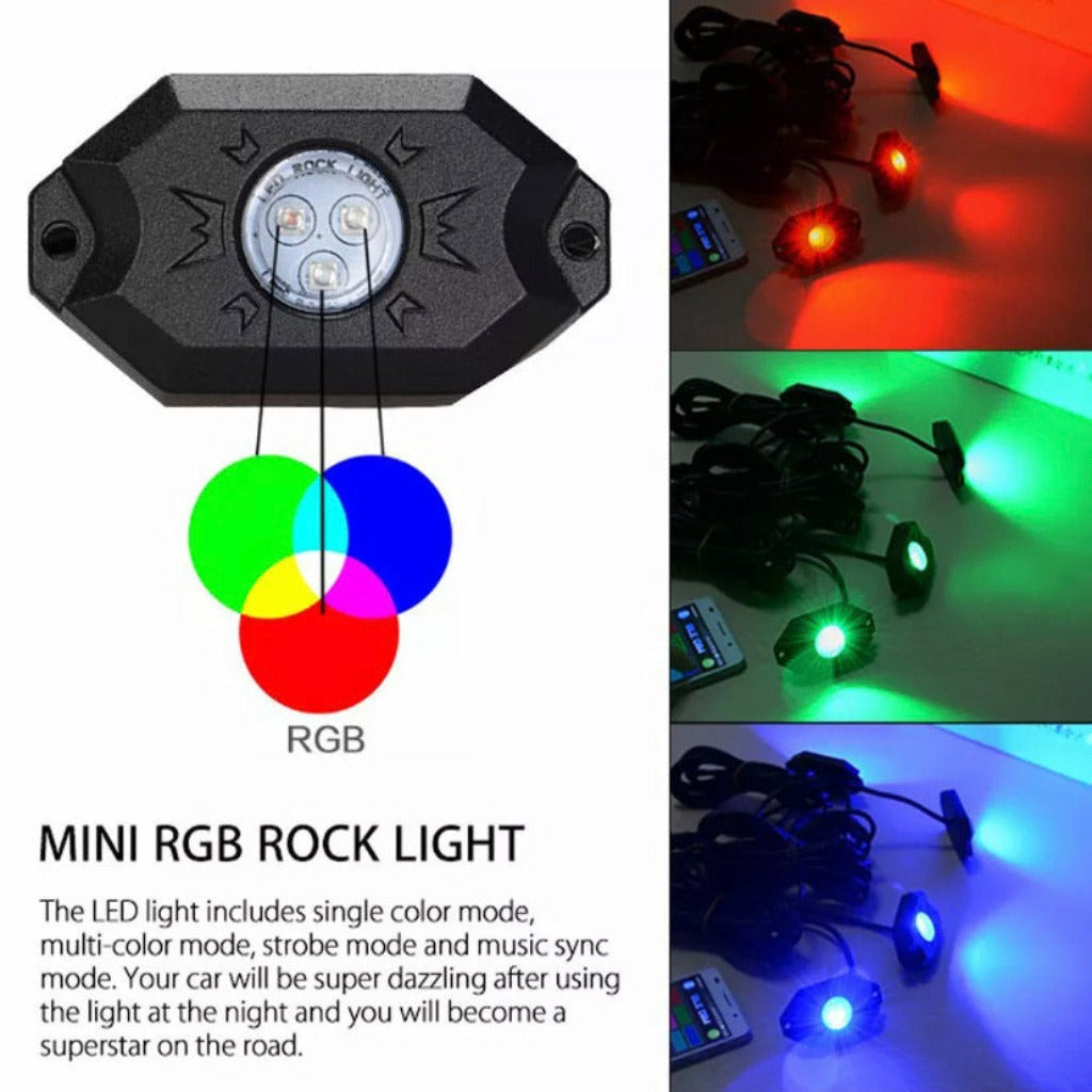 LED RGB Off-road Rock Lights Wireless Bluetooth Music Accent Car Jeep SUV Truck
