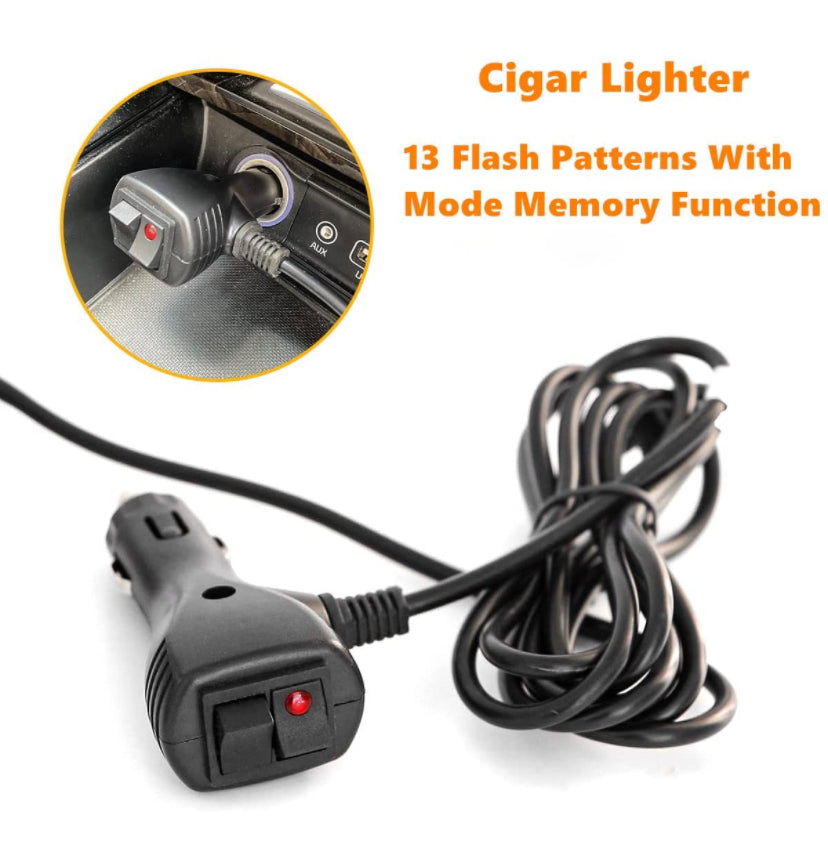 LED Hazard Emergency Warning Tow Traffic Advisor Flash Strobe Light Bar with Cigar Lighter and Suction Cups (35.5", Yellow/White)