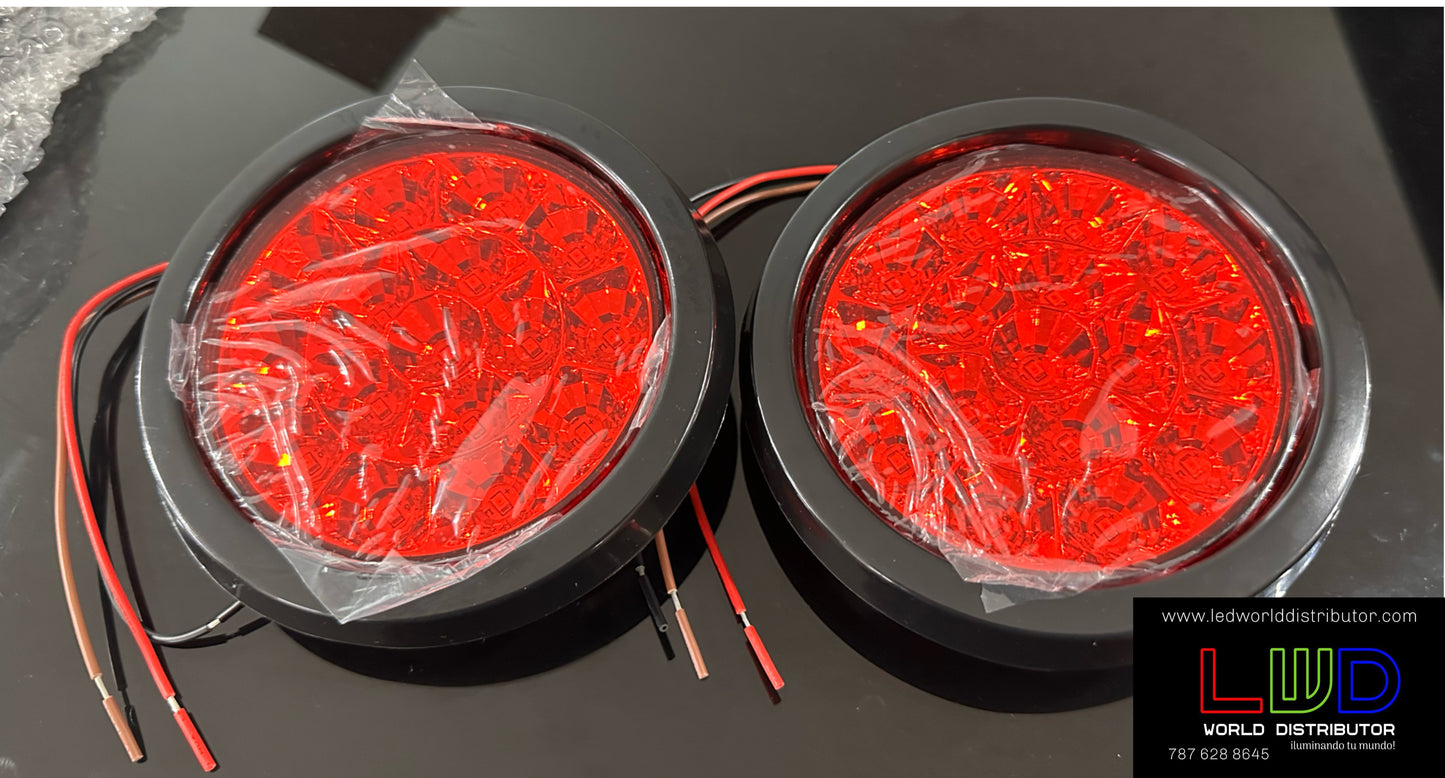 4" Inch Red 12 LED Round (2pcs)