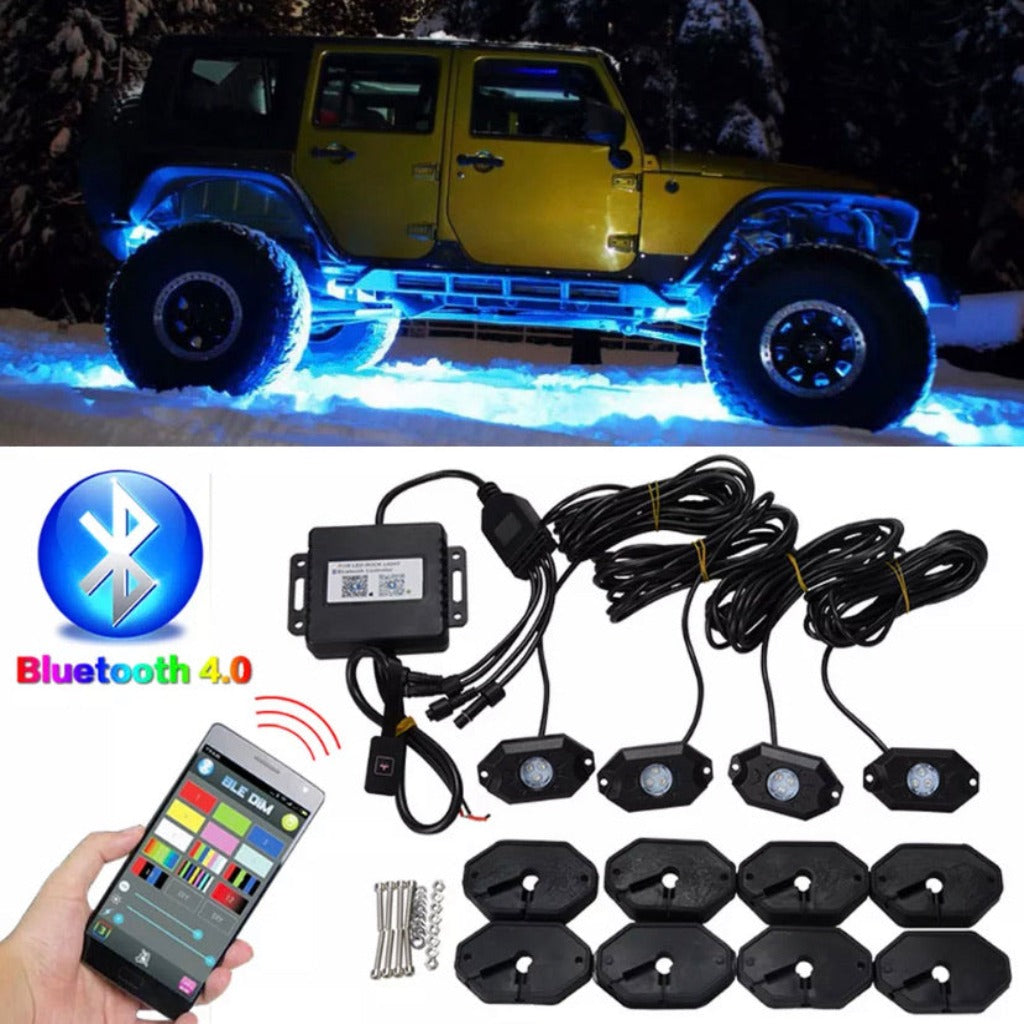 LED RGB Off-road Rock Lights Wireless Bluetooth Music Accent Car Jeep SUV Truck