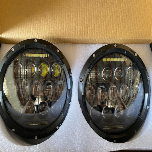 2 x  7" 13 LED with DRL and RGB Headlight Bulbs Sealed