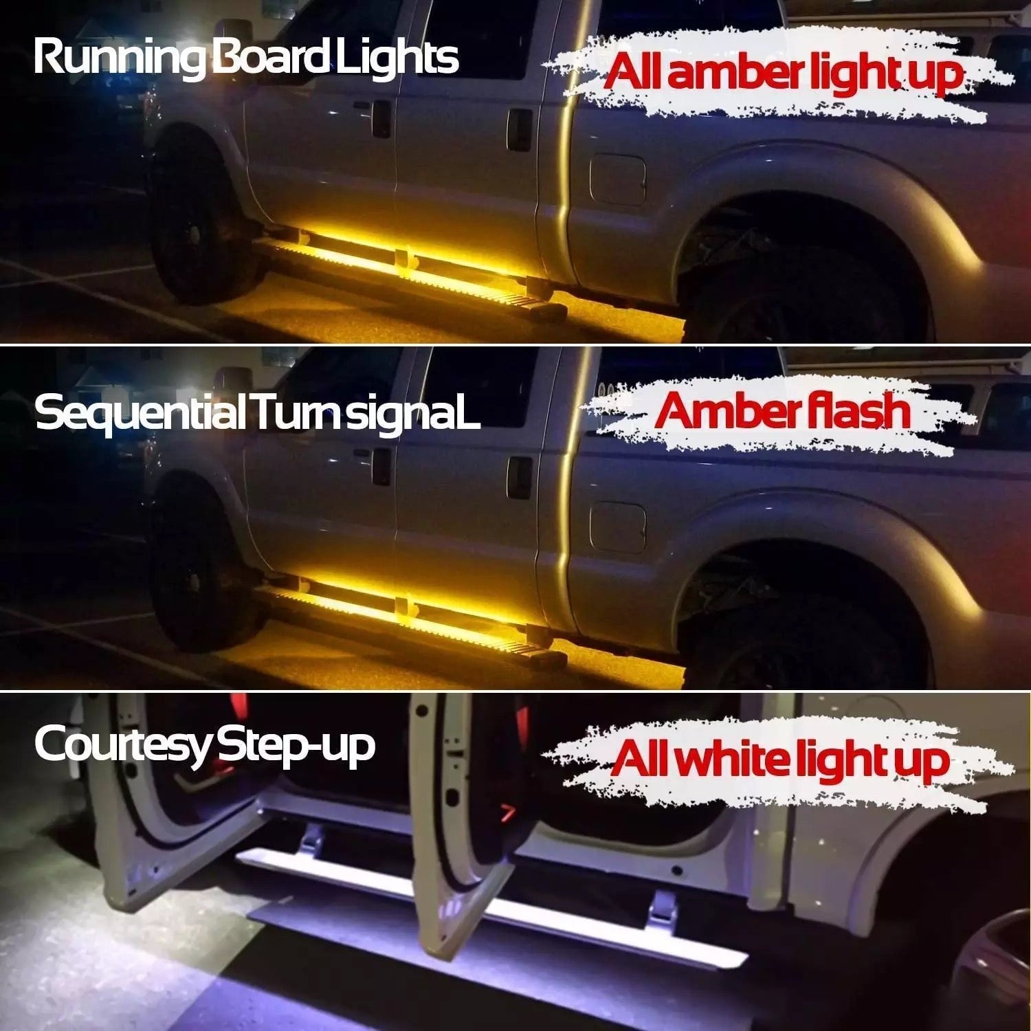 Truck LED Running Board Lights Sequential Amber Side Marker Light